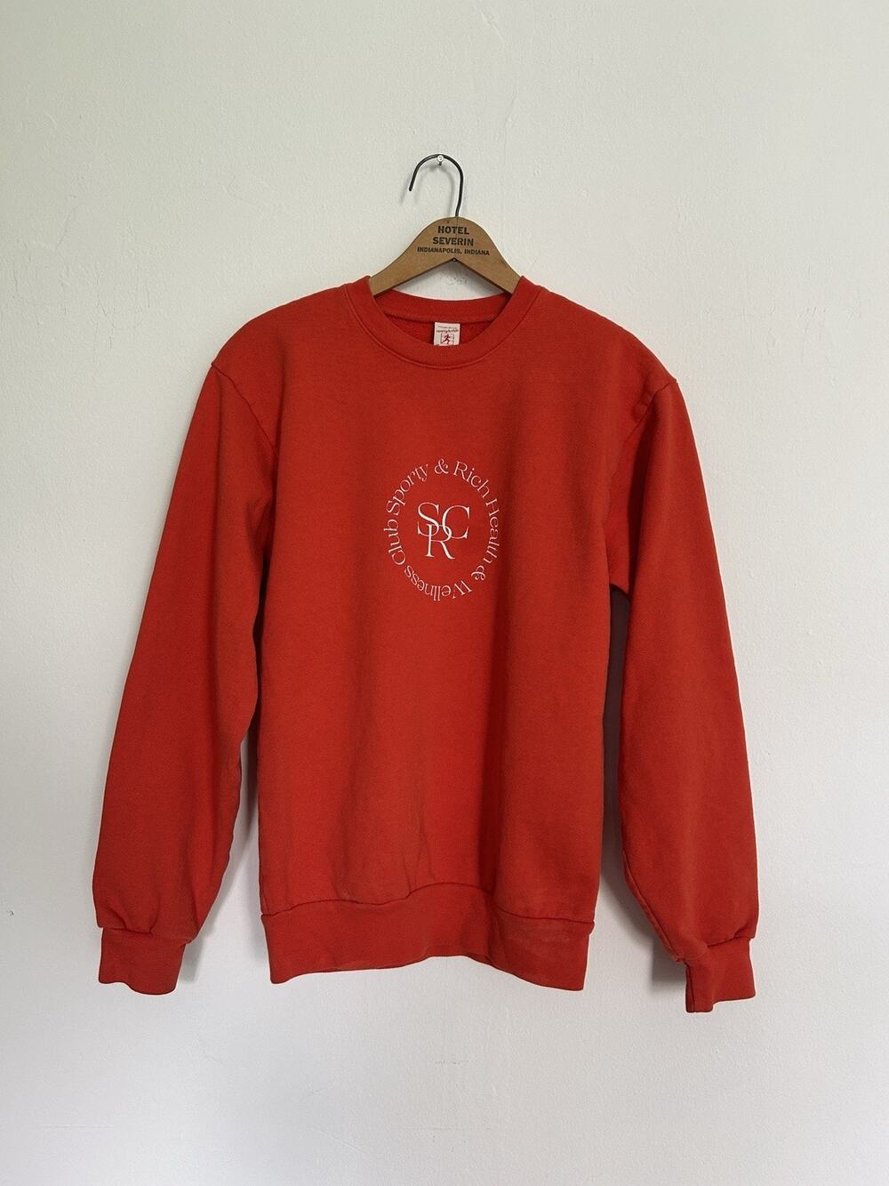 Sporty And Rich Sweatshirt Logo Orange White Size XS USA Emily Oberg Graphic